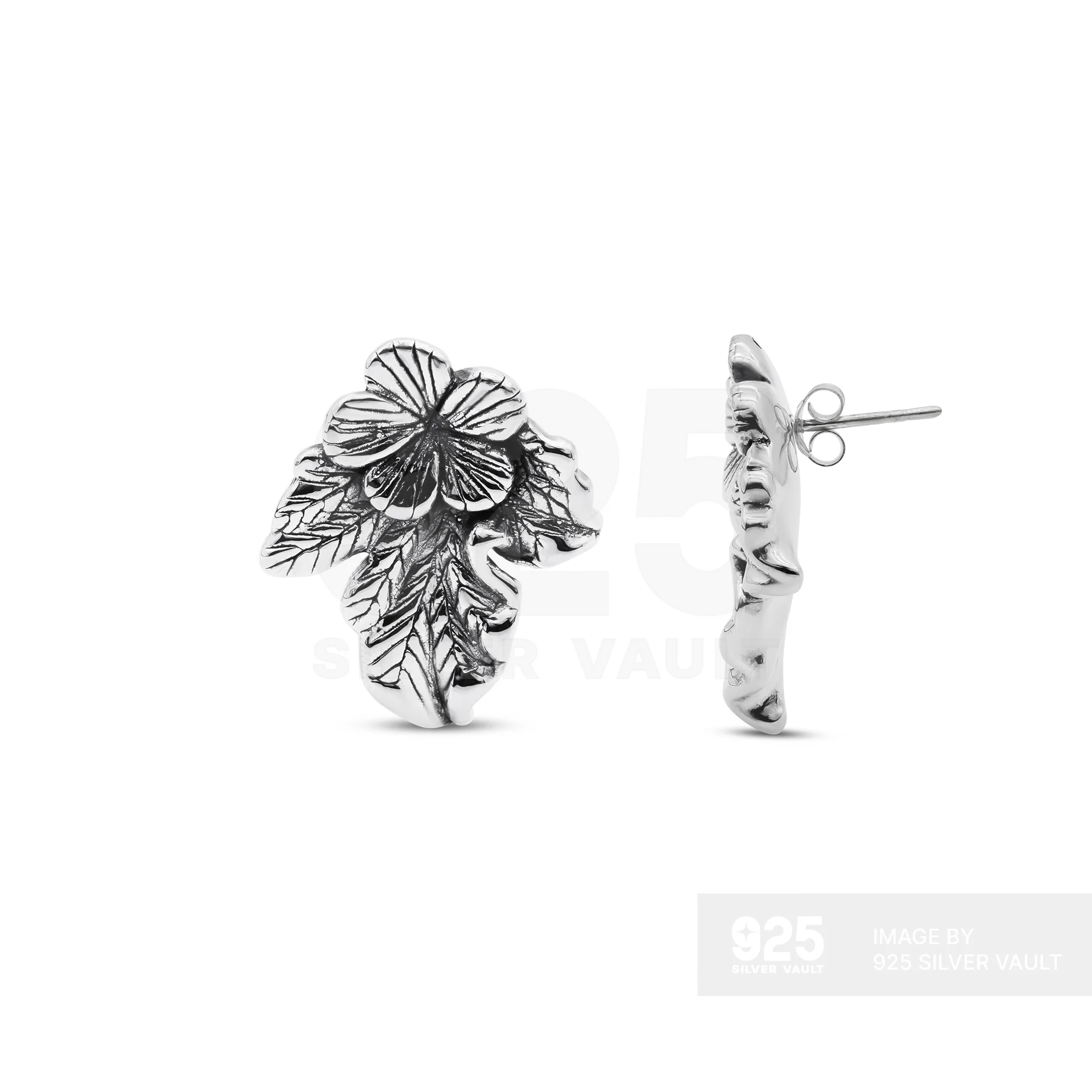 Floral Botanical Leaf Stud Earrings