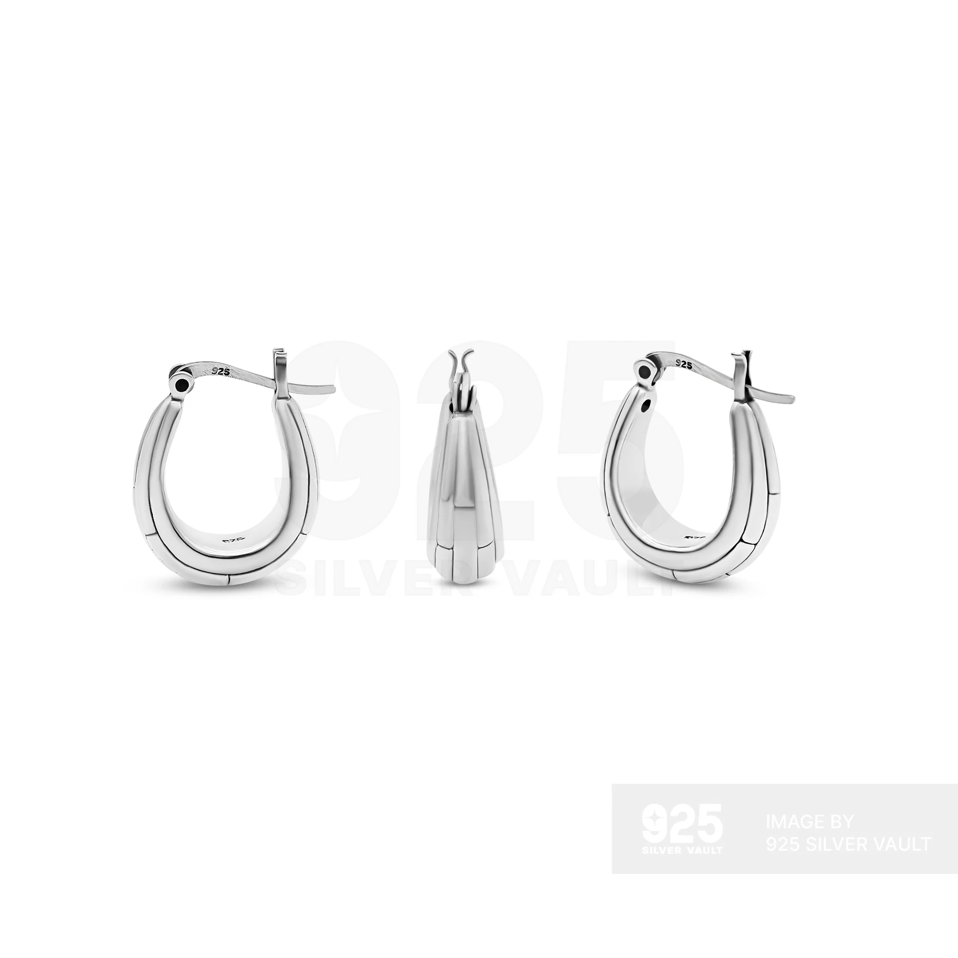 Oval Segmented Base Hoop Earrings