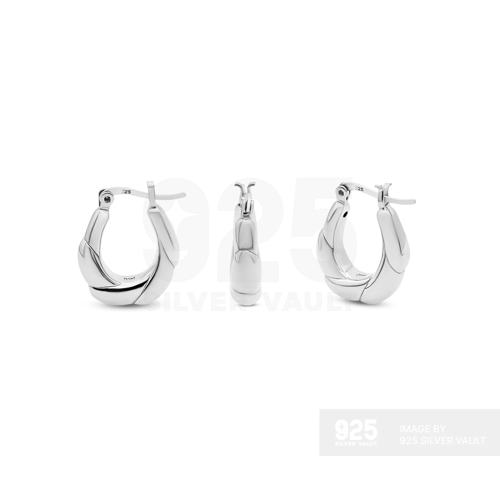 Twisted Band Polished Hoop Earrings