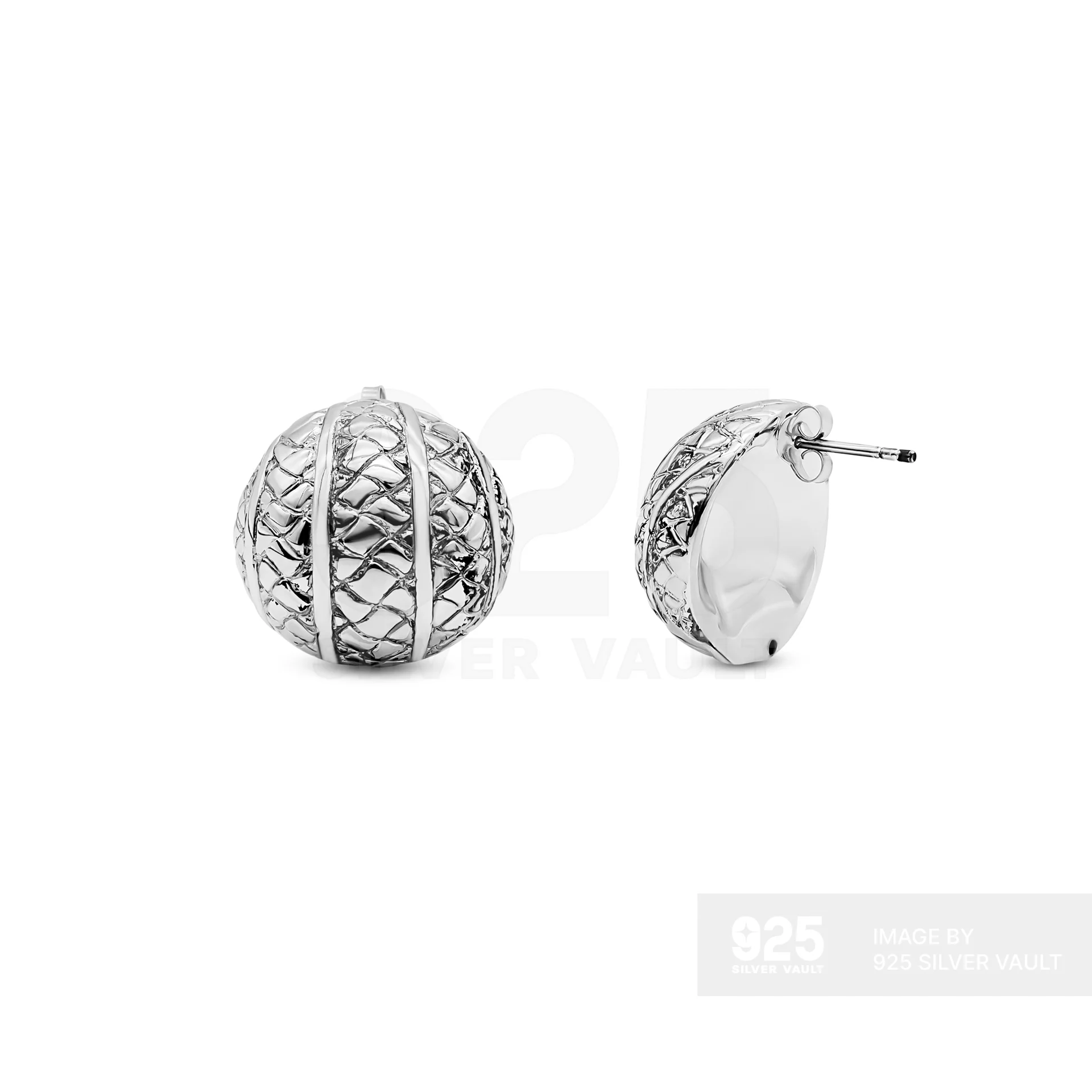 Half Sphere Banded Crinkle Mesh Stud Earrings