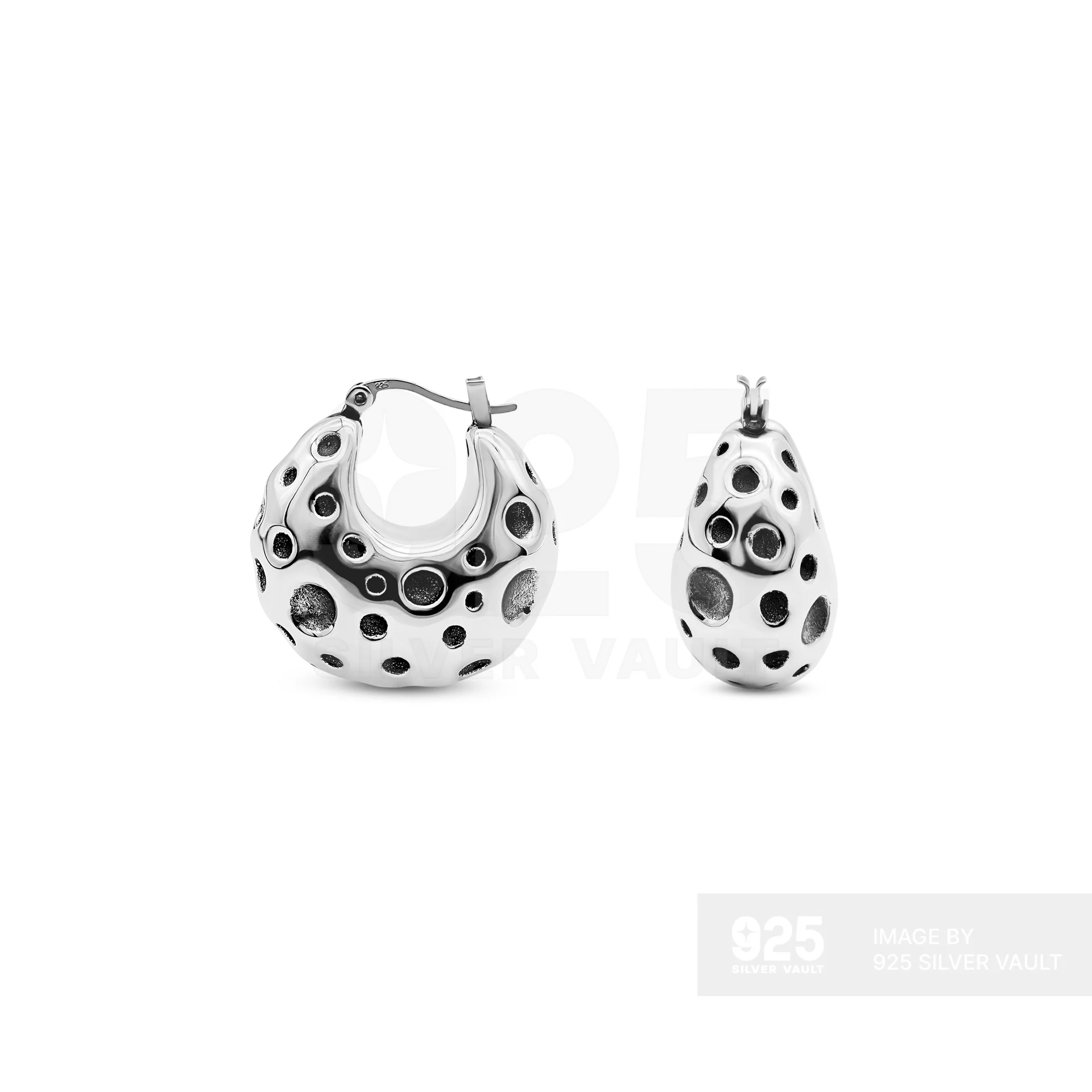Puffy Hoop Crater Indentation Earrings