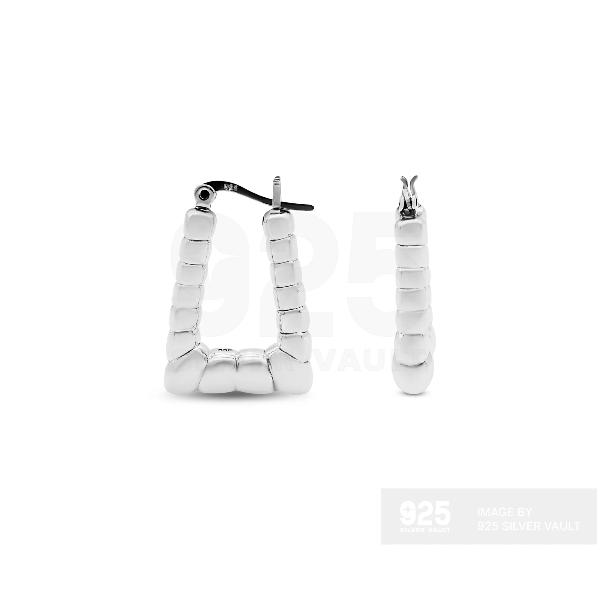 Bamboo Segment Rectangular Hoop Earrings