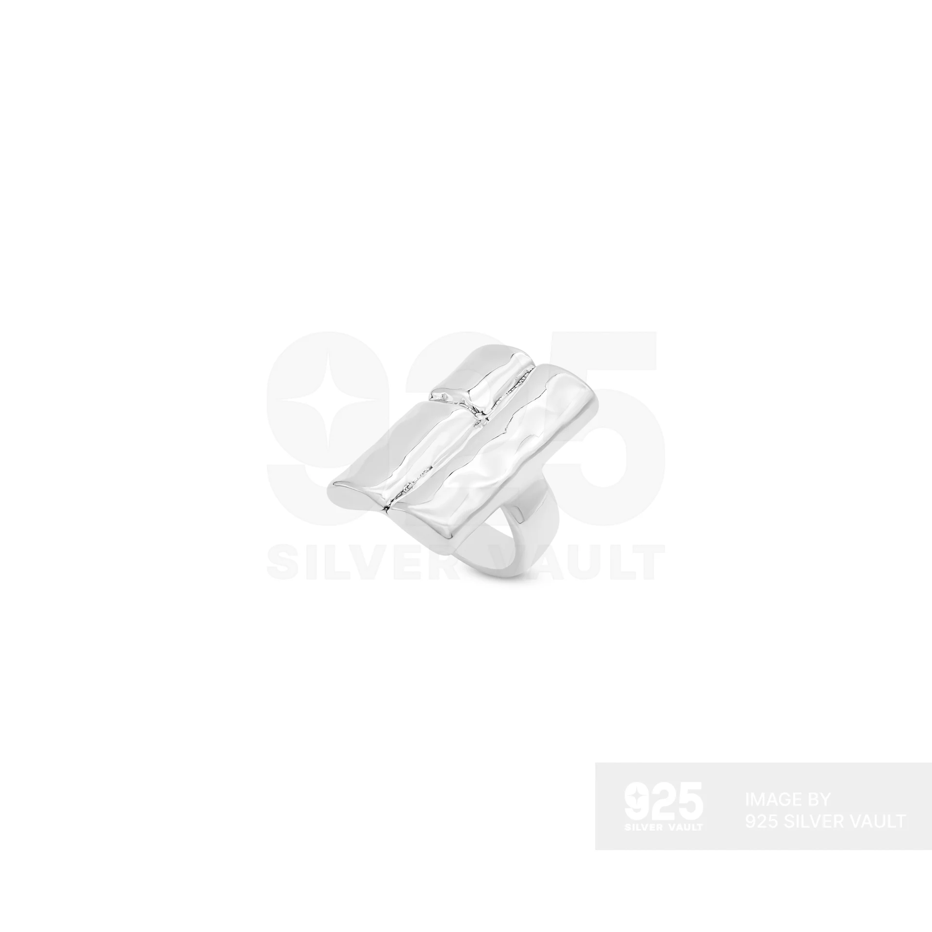 Dual Ridge Rectangular Wide Band Ring - Image 2