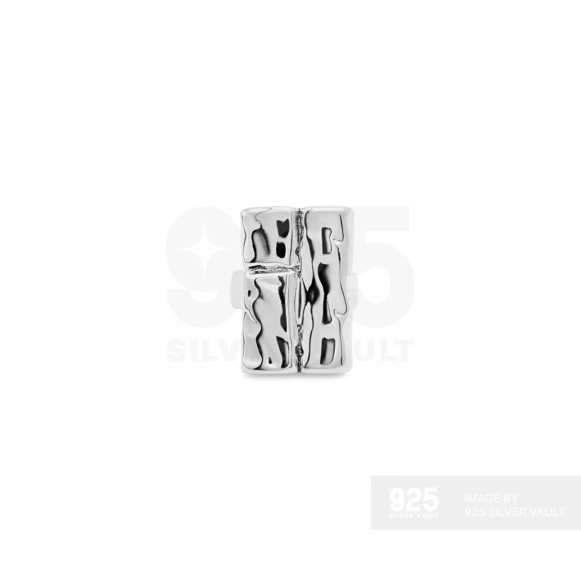 Dual Ridge Rectangular Wide Band Ring - Image 3