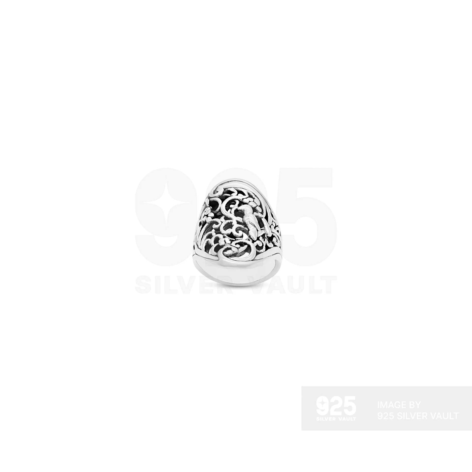 Filigree Scrollwork Shield Face Bypass Ring - Image 3