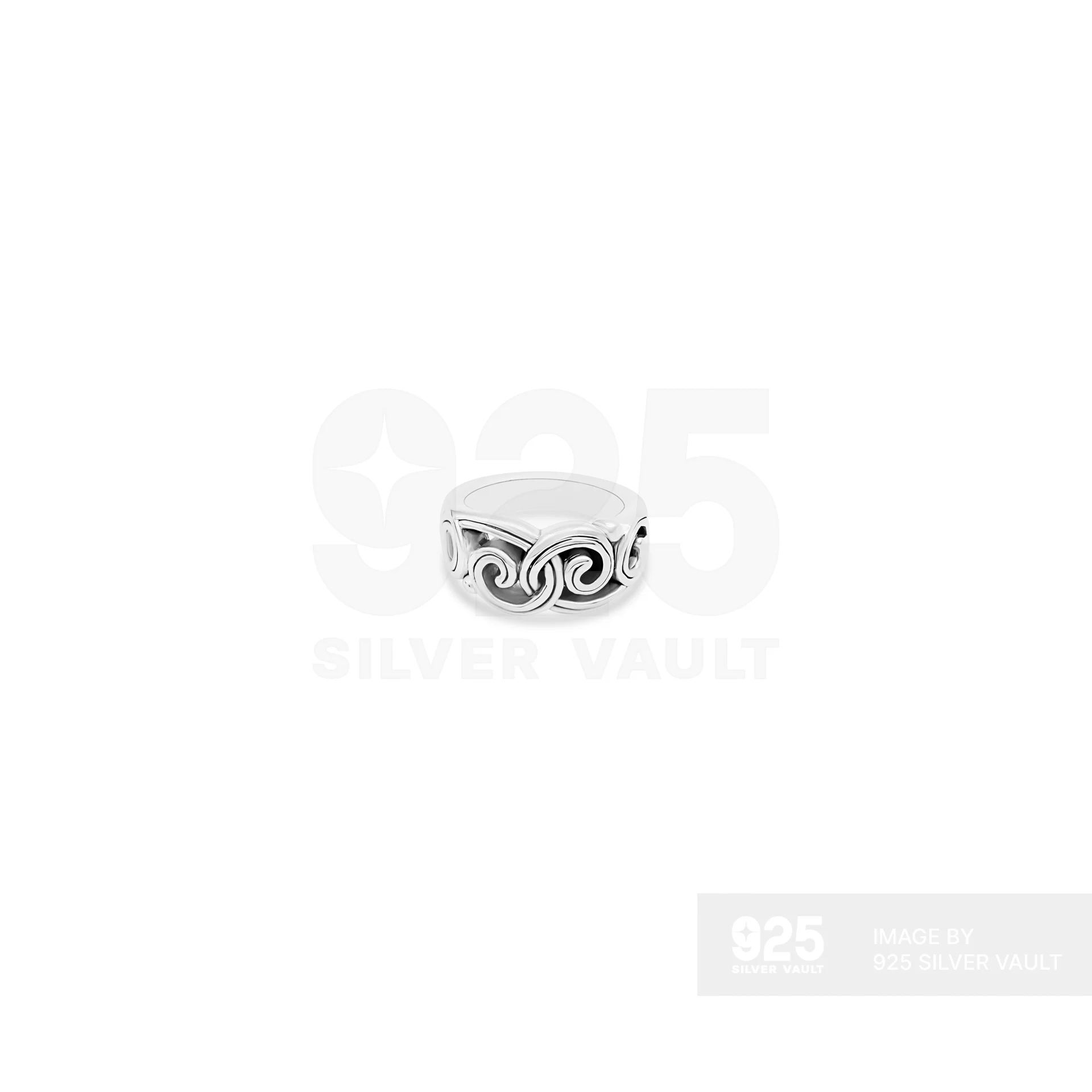 Open Scroll Wave Band Ring