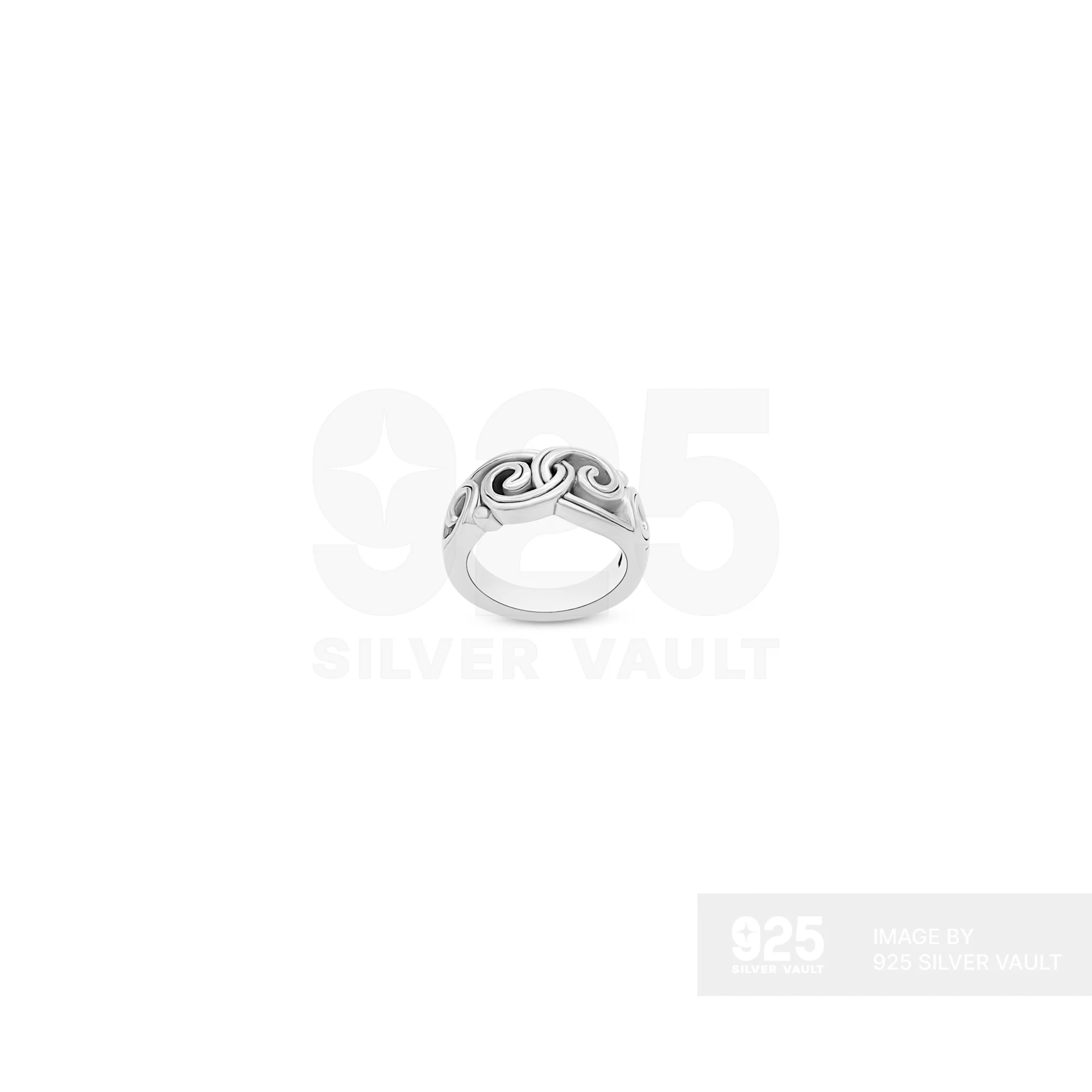 Open Scroll Wave Band Ring - Image 2