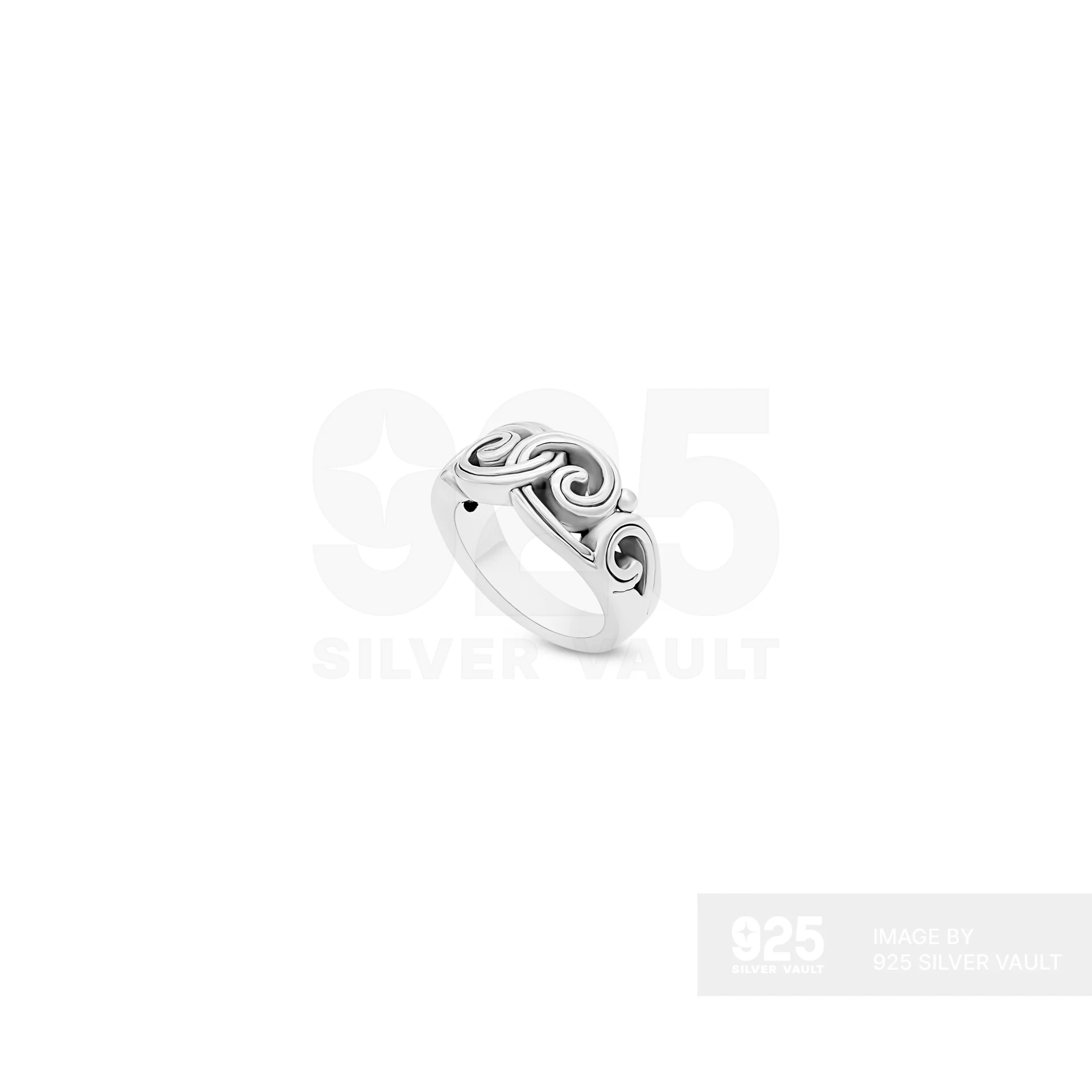Open Scroll Wave Band Ring - Image 3