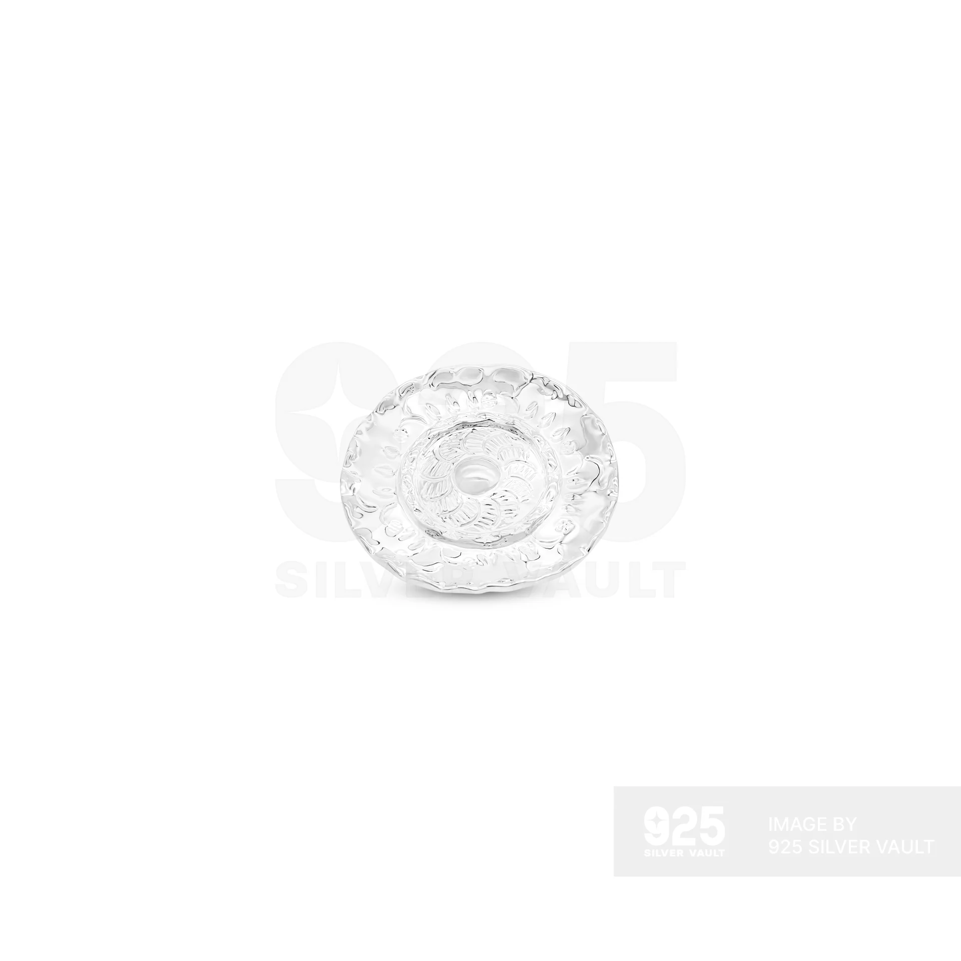 Concentric Botanical Relief Freeform Round Face Ring