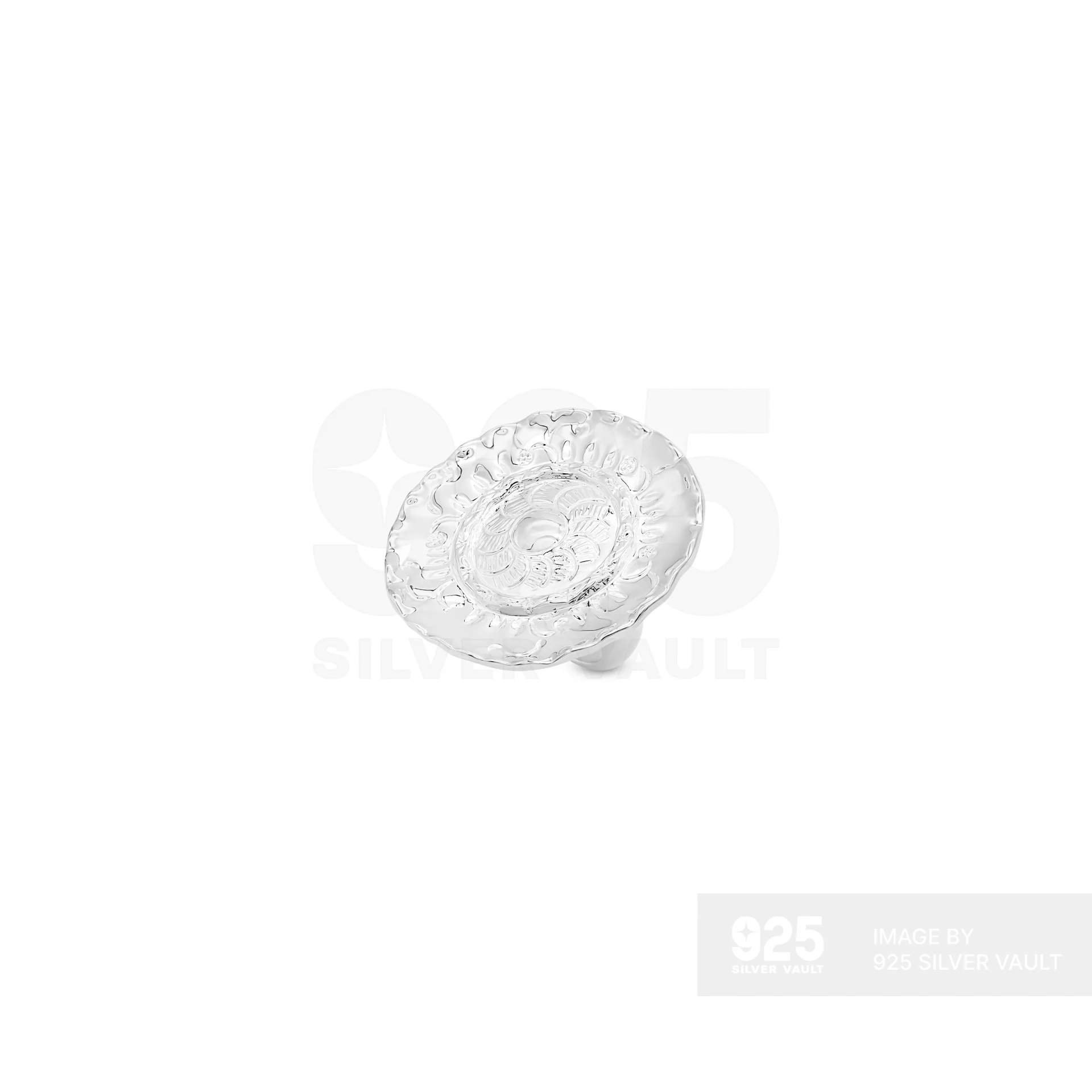 Concentric Botanical Relief Freeform Round Face Ring - Image 2