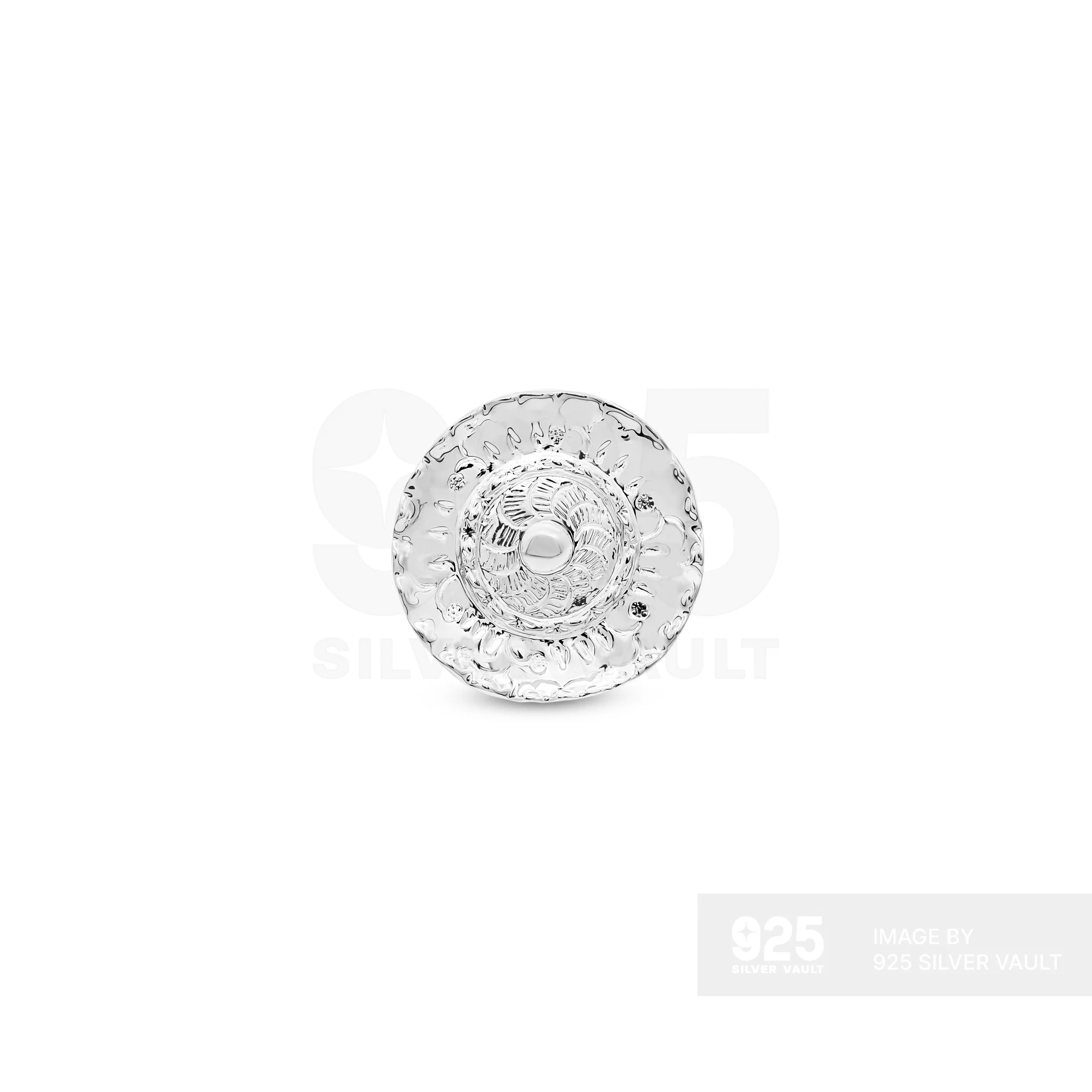 Concentric Botanical Relief Freeform Round Face Ring - Image 3