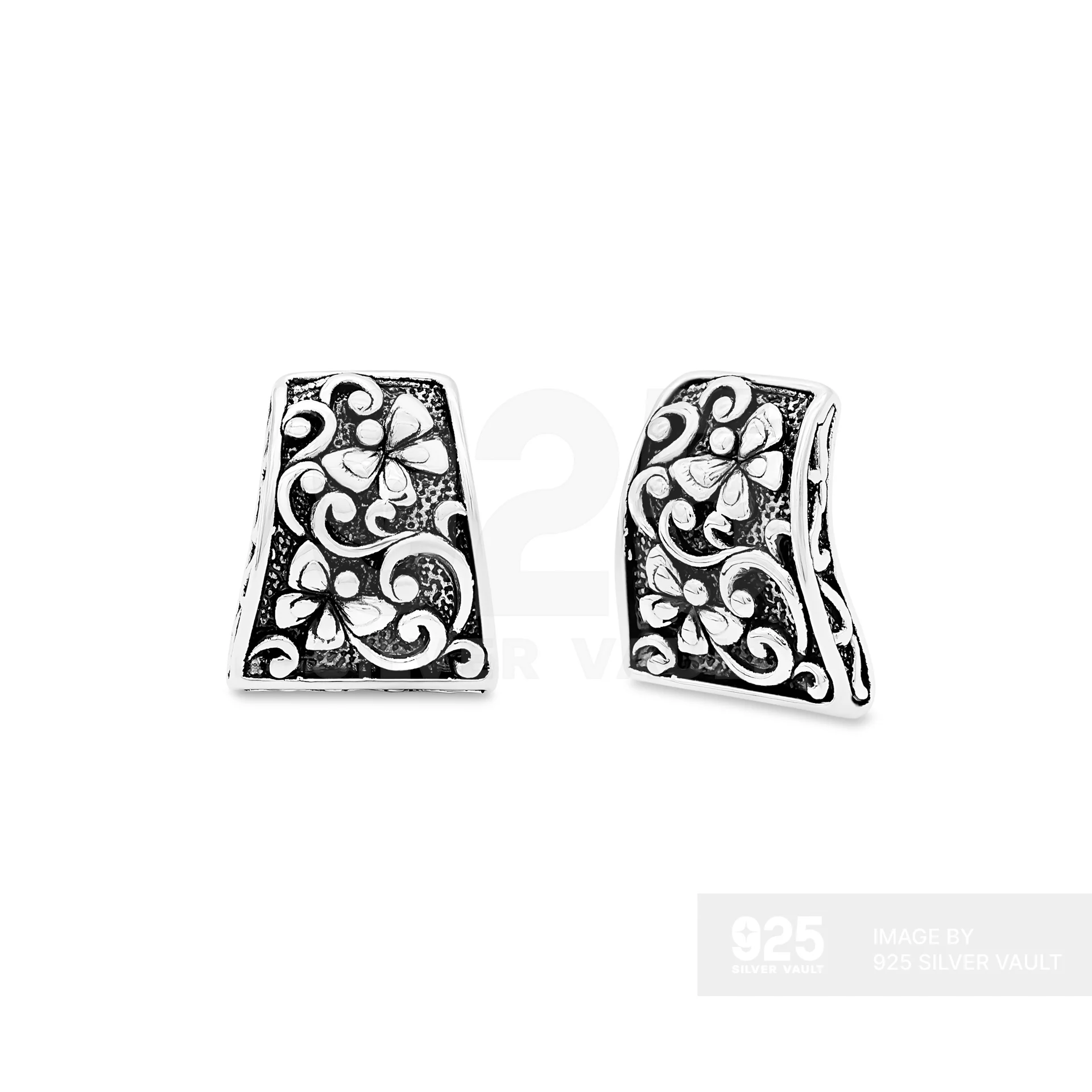 Trapezoid Floral Scroll Pendant