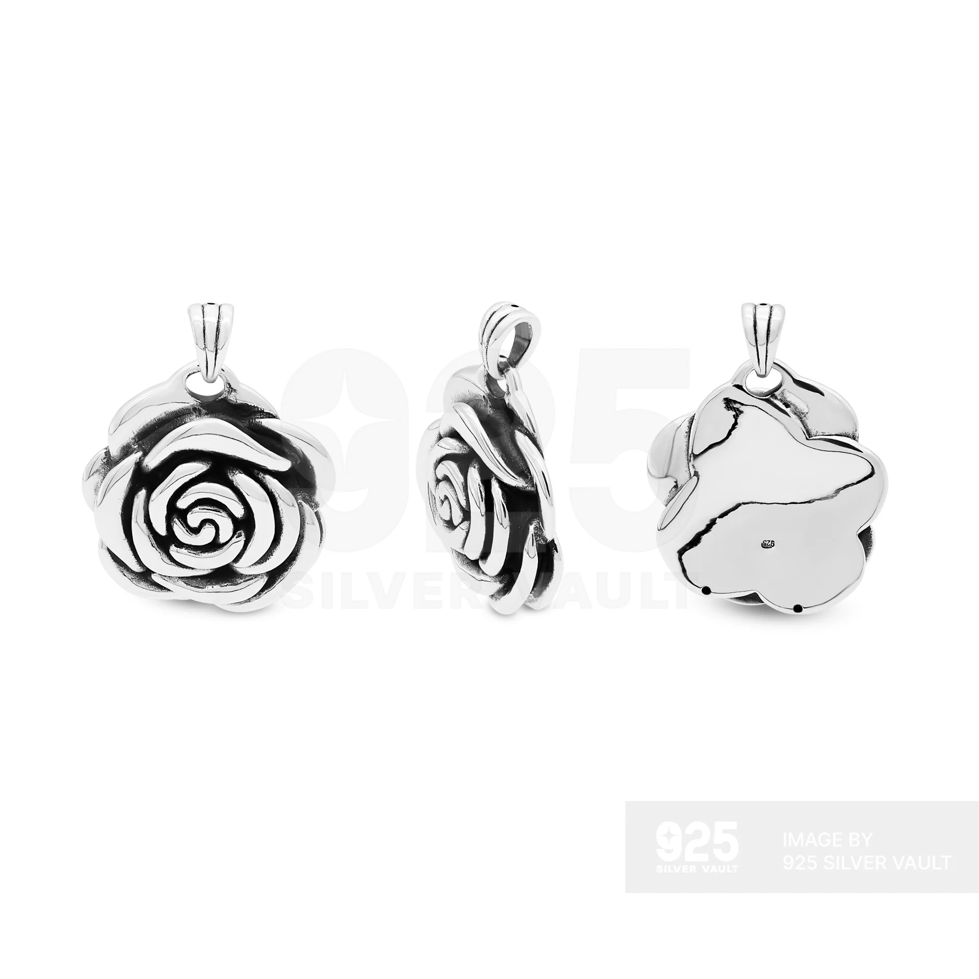 Large Open Spiral Rose Pendant
