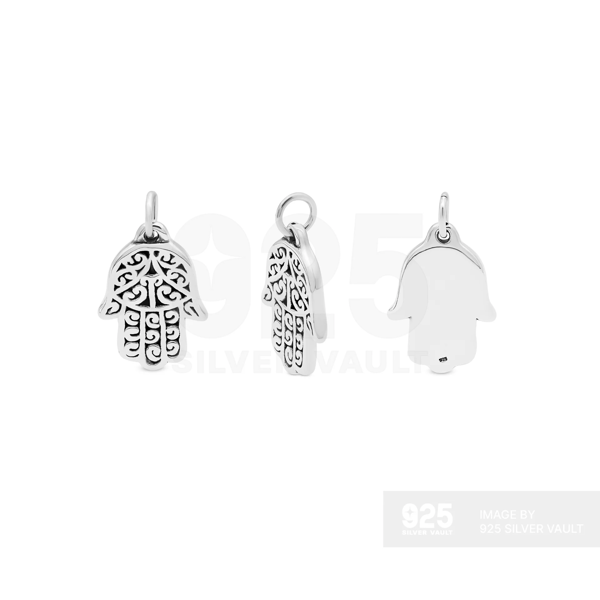 Filigree Scrollwork Hamsa Pendant