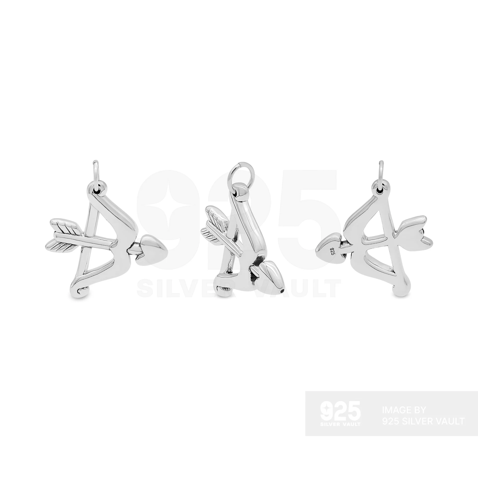 Cupid Bow and Heart Arrow Pendant