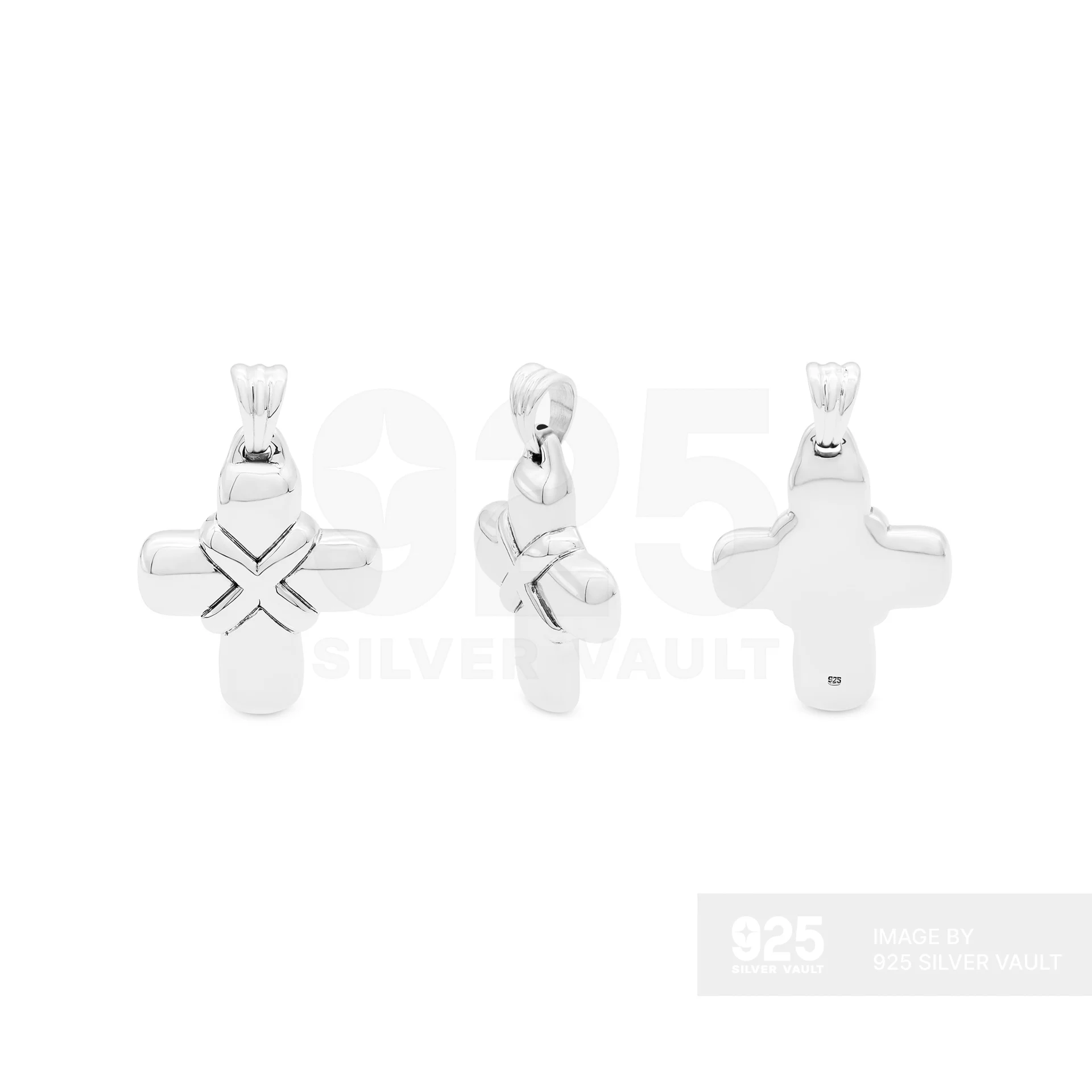 Puffy Square Cross with X Center Pendant