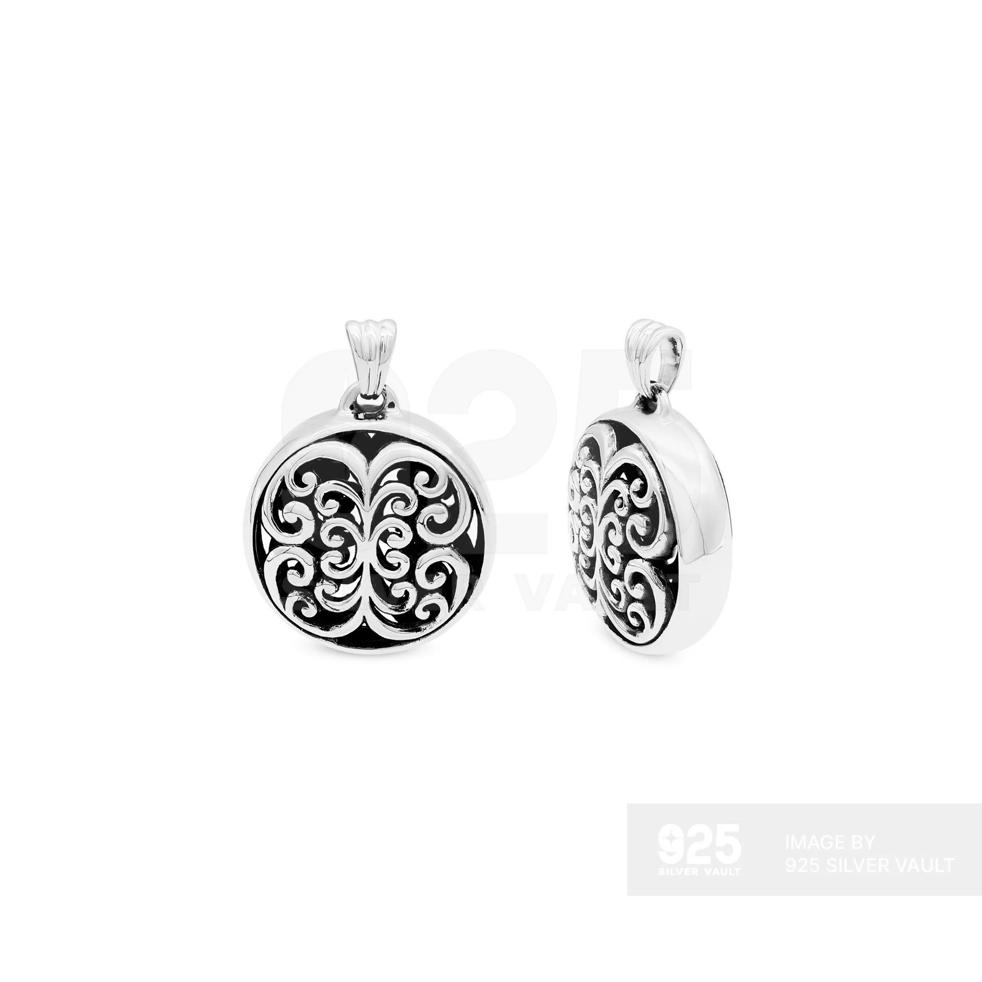Filigree Scroll Disc Pendant