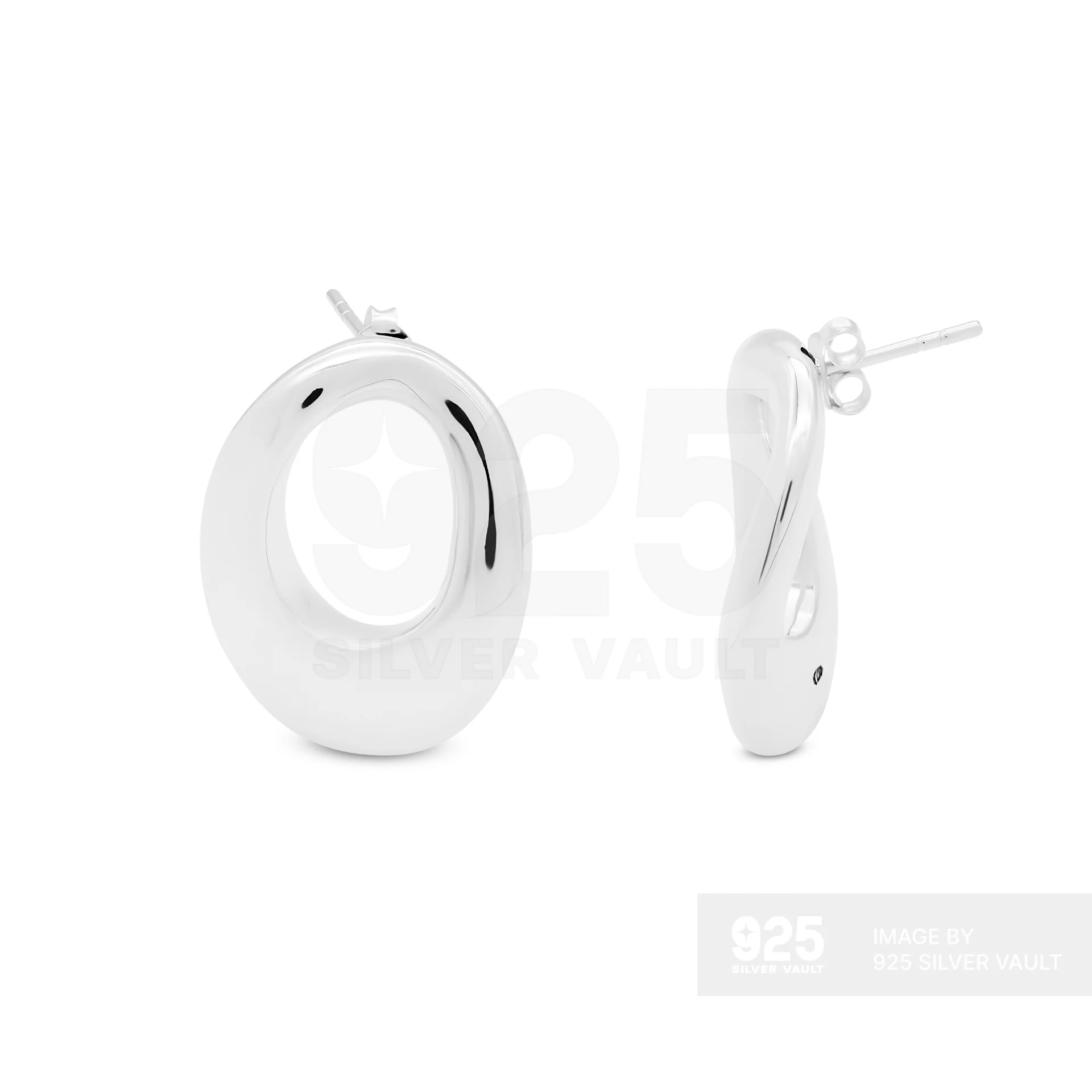 Puffed Open Oval Stud Earrings