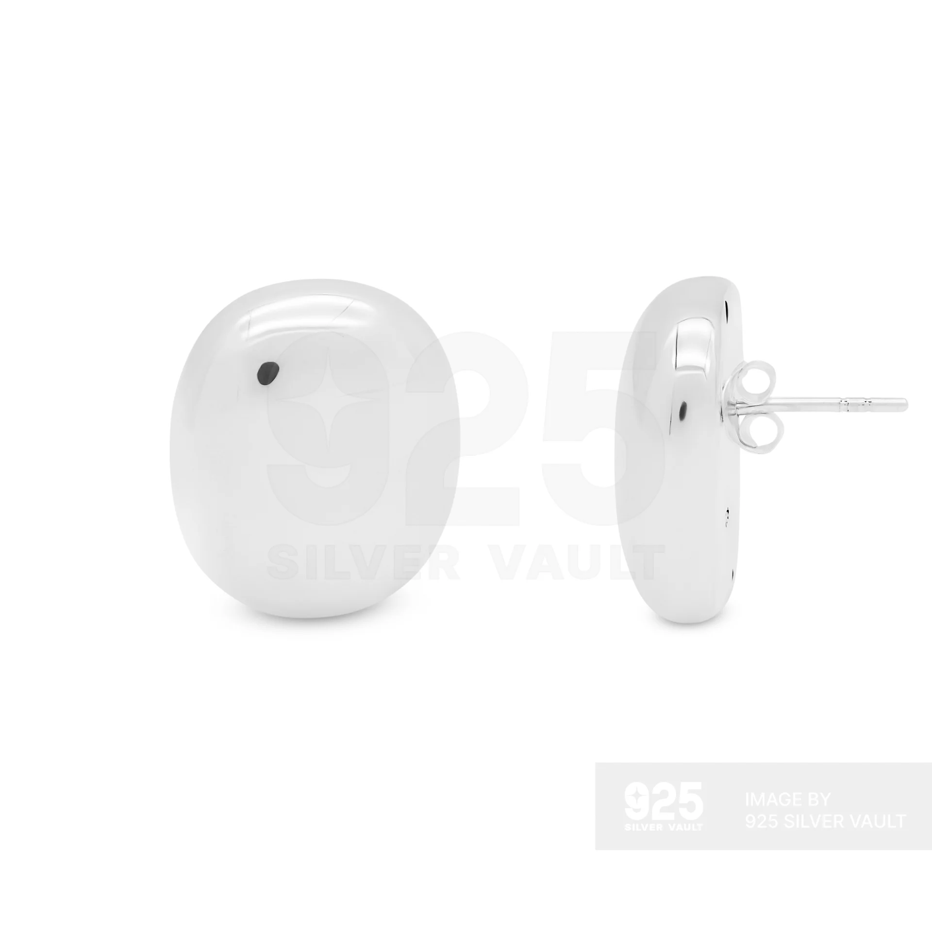 Smooth Pebble Dome Stud Earrings