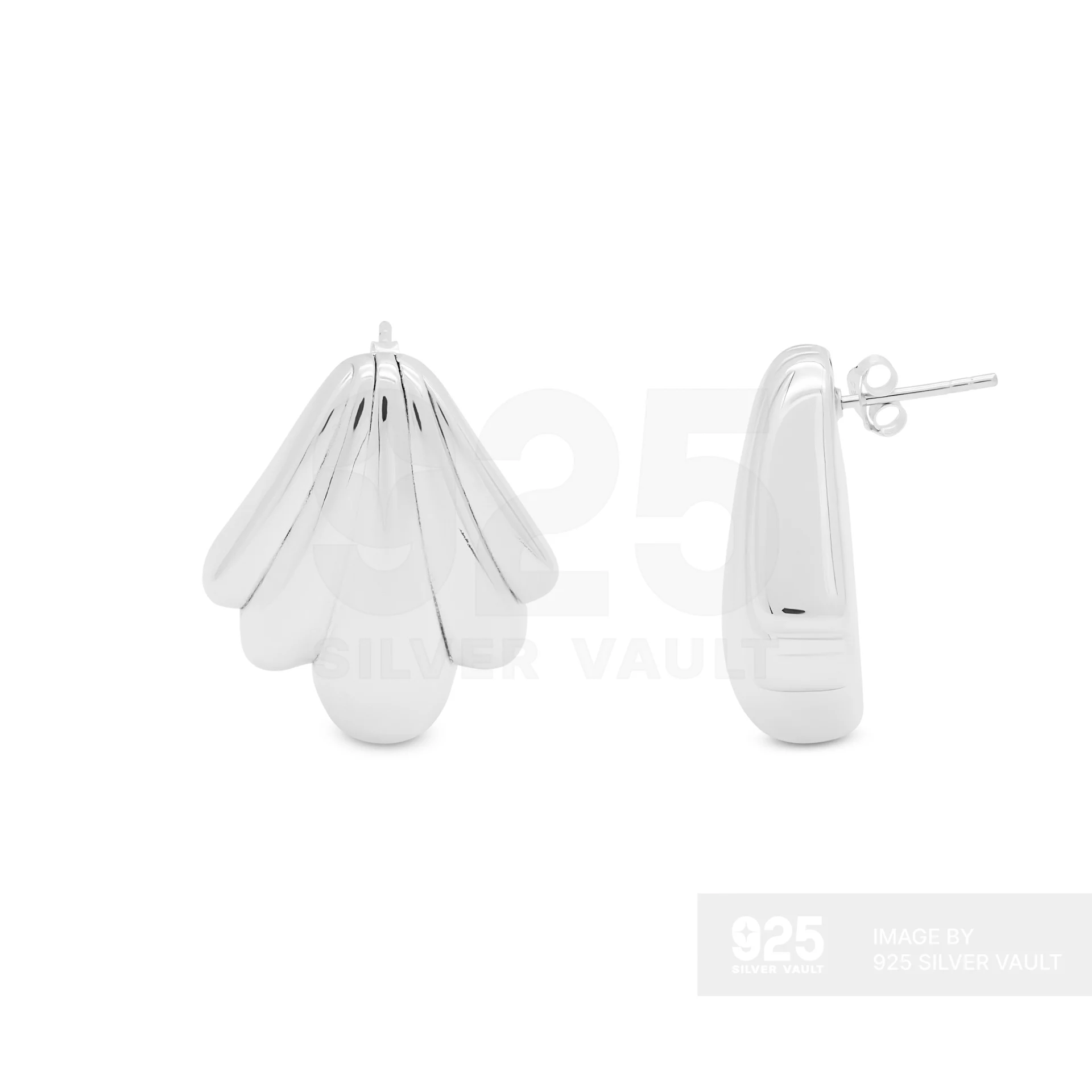 Puffy Fan Petal Drop Stud Earrings