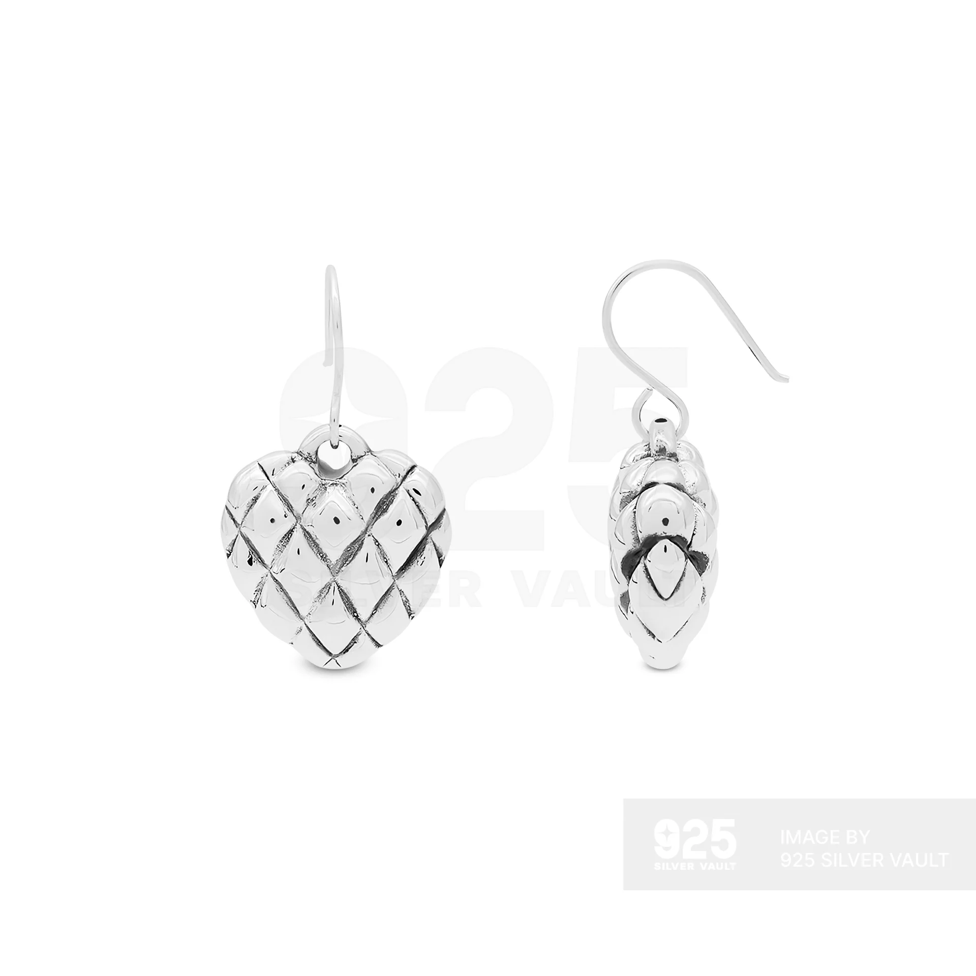Quilted Heart Drop Earrings
